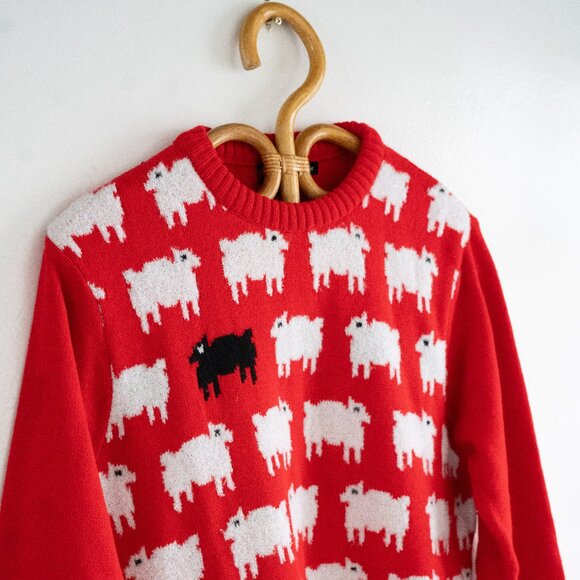 Vintage Made in England Iconic Princess Diana Black Sheep Sweater - Picture 2 of 5